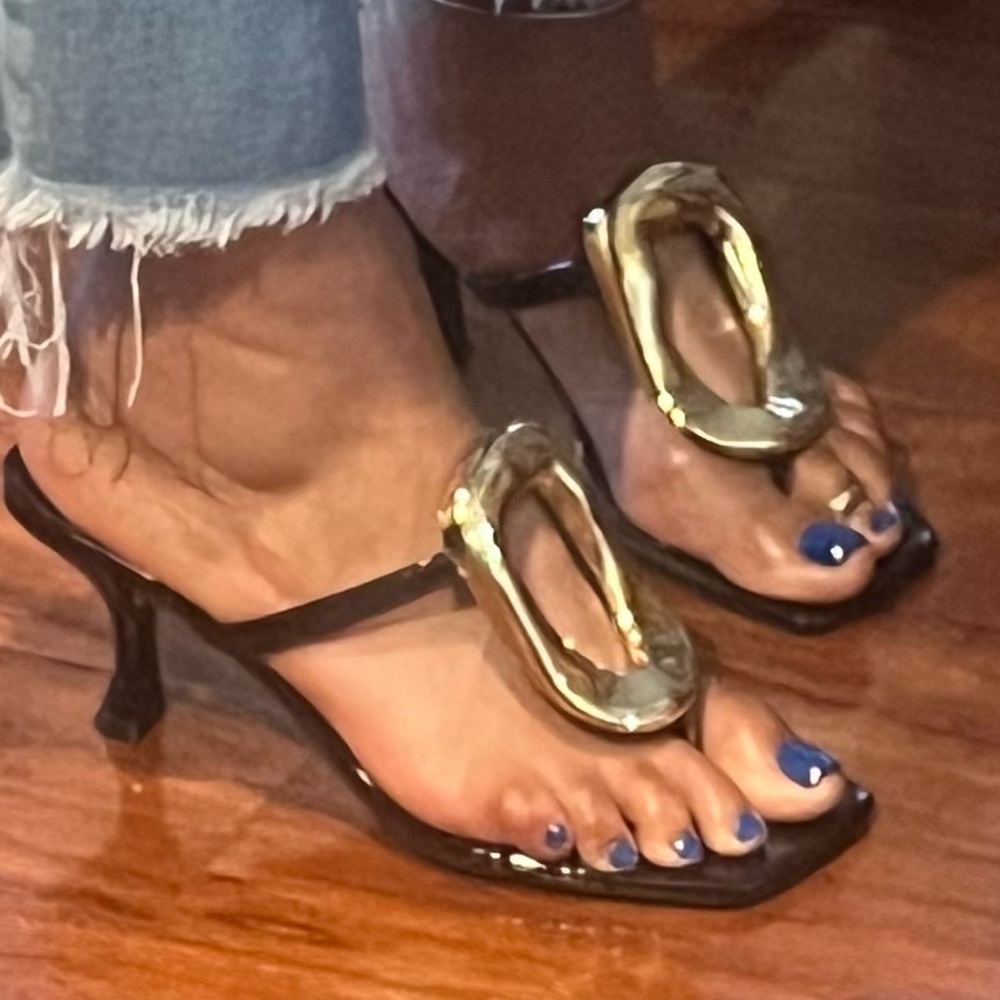 Gold and Black Women's Sandals